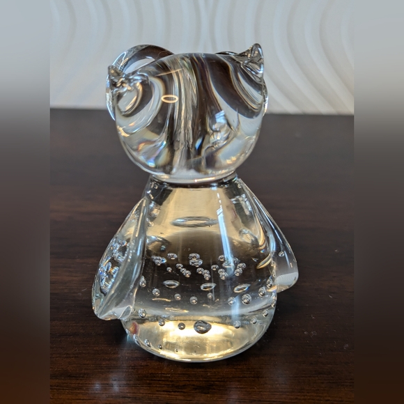 Abbott Vintage Studio Glass Owl Bubble Paperweight - Picture 2 of 4